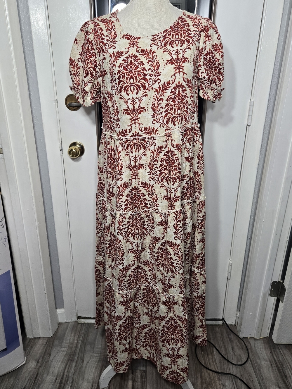 Yesno Boho Short Sleeve Tiered Maxi Dress Sz Small NWT